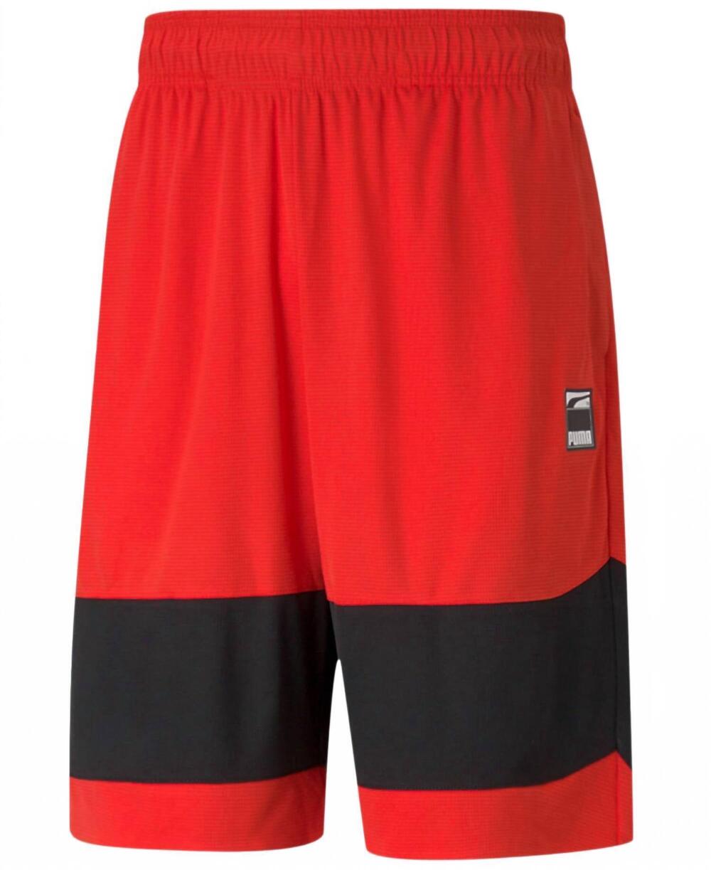 NEW PUMA men's ultimate regular fit moisture wicking colorblocked shorts in red